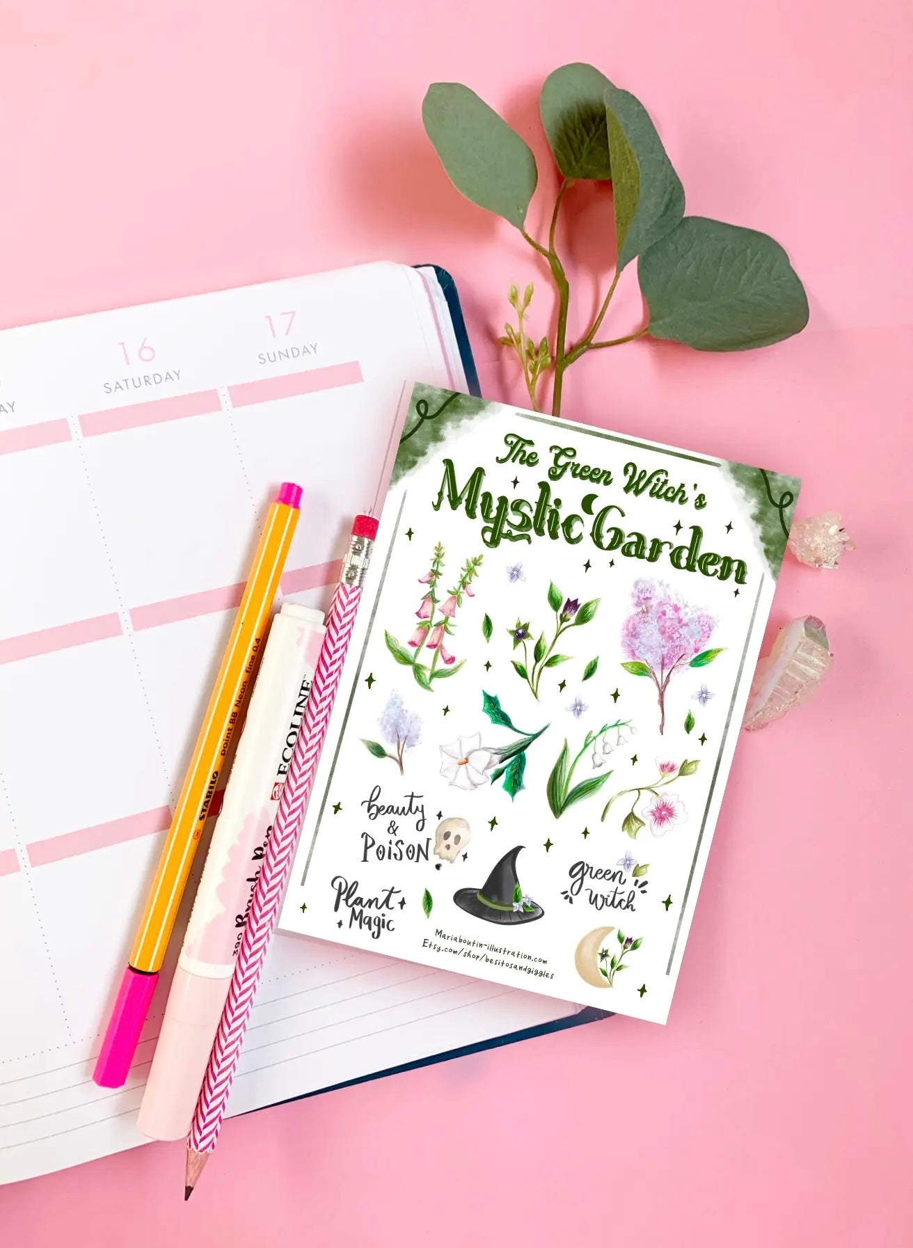 Green Witch Mystic Garden Sticker Sheet/Poisonous Flowers